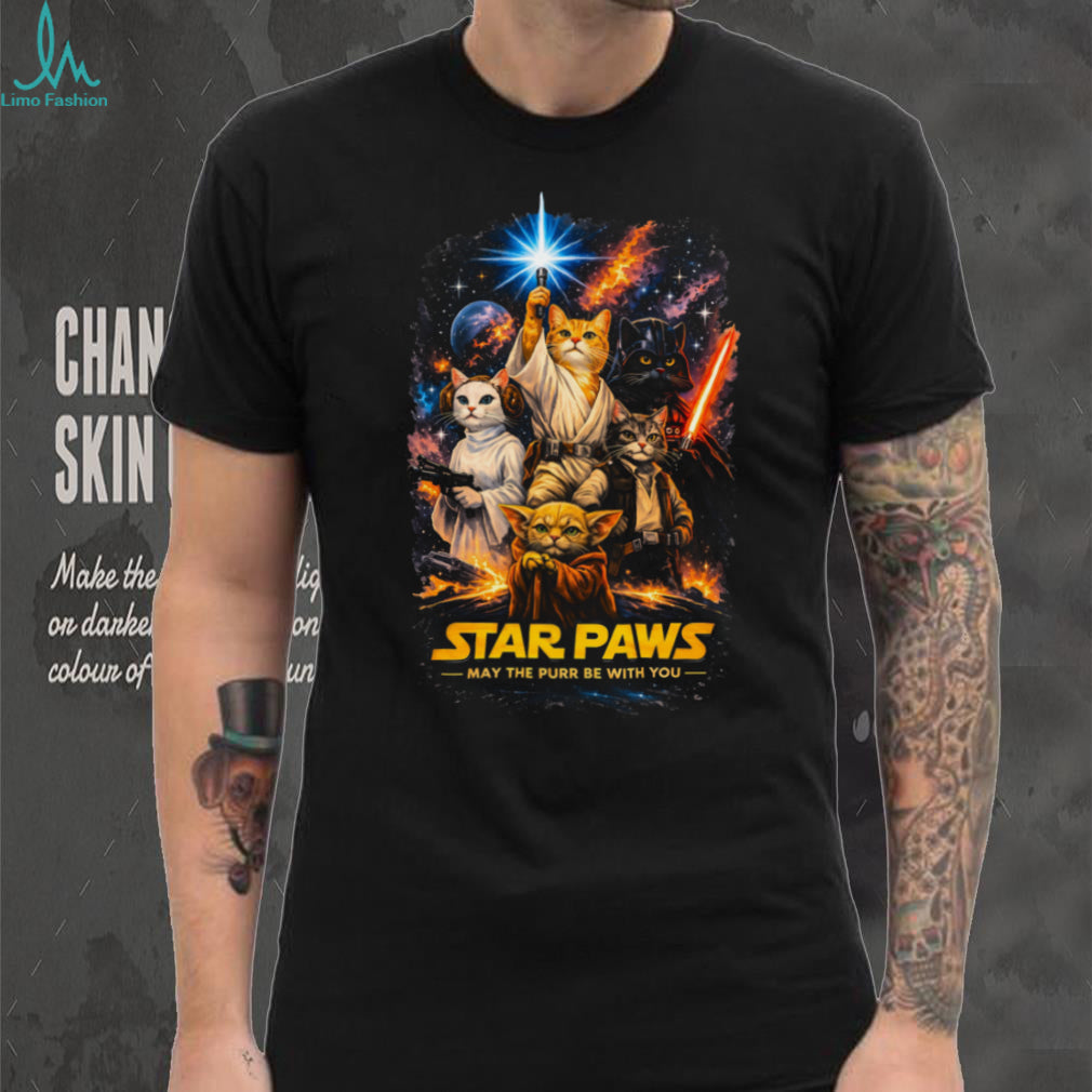 Star Paws May The Purr Be With You Funny Cat Space Movie Parody T Shirt