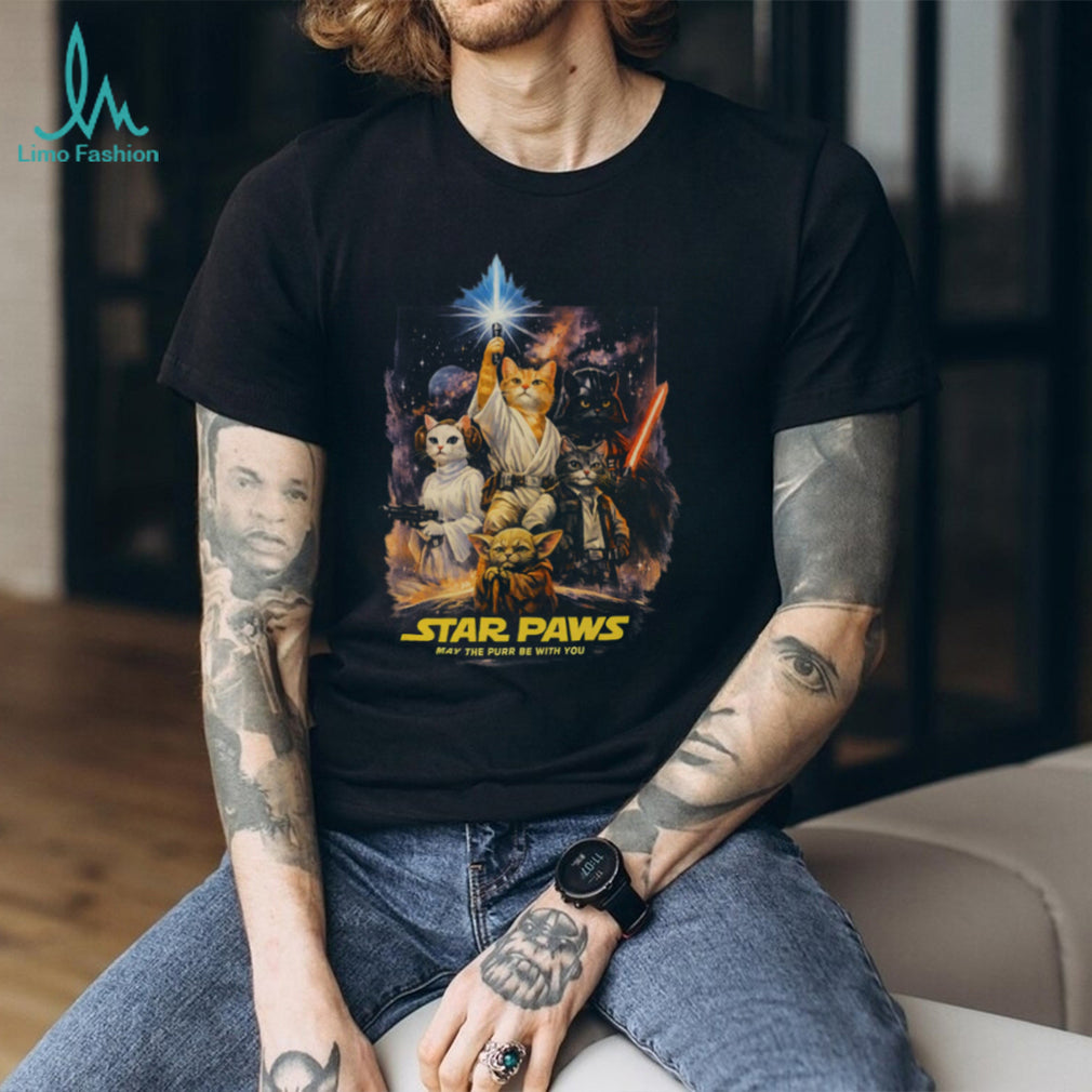 Star Paws May The Purr Be With You Sci Fi Cat Movie Parody T Shirt