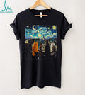 Starry Night Cats On A Roof Van Gogh Art Parody Feline T Shirt