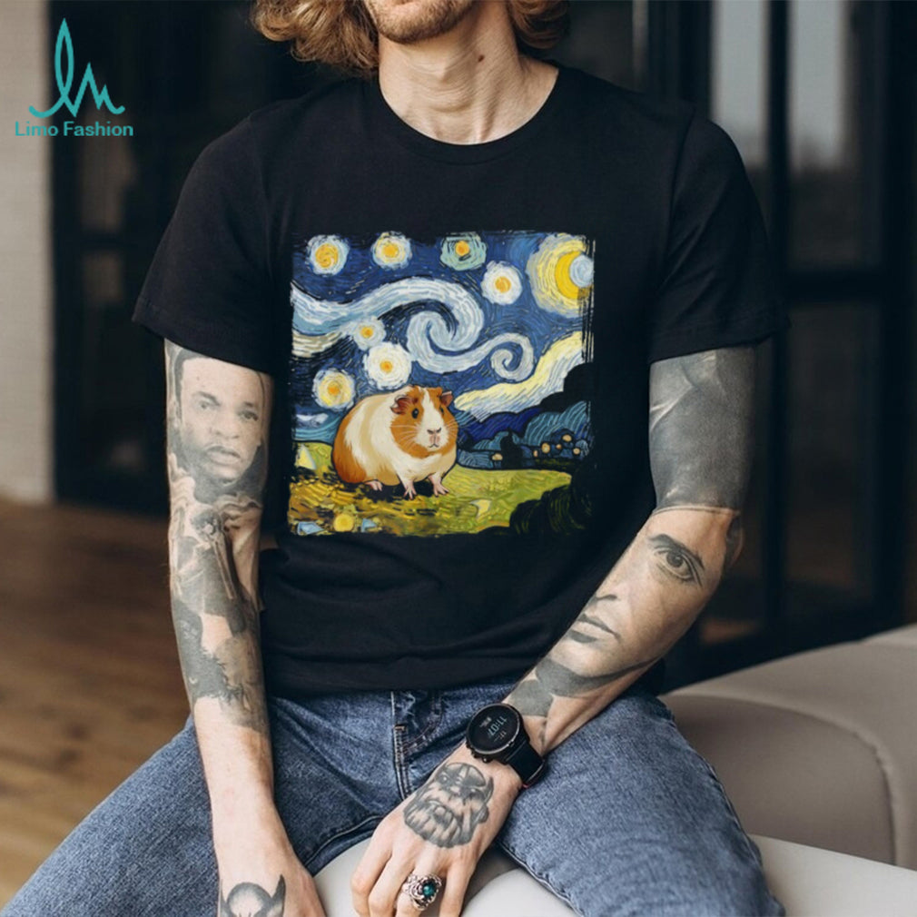 Starry Night Guinea Pig Van Gogh Style Artistic Pet Lover T Shirt