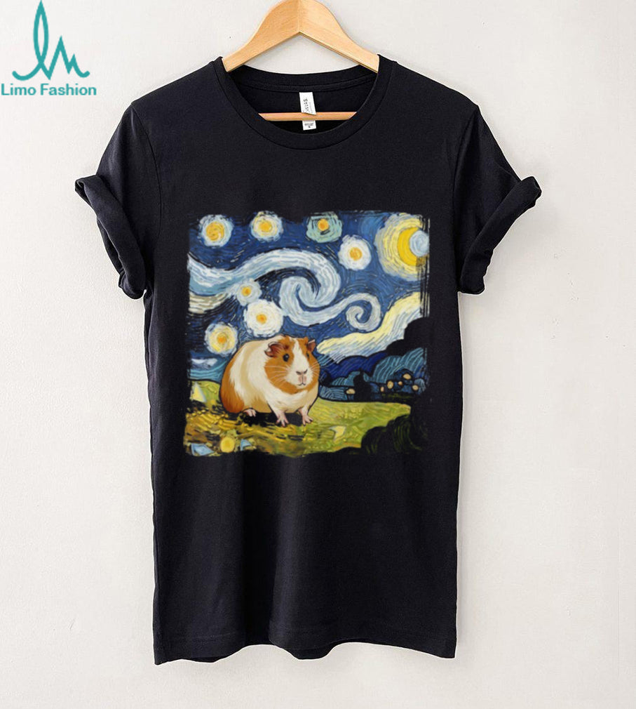 Starry Night Guinea Pig Van Gogh Style Artistic Pet Lover T Shirt
