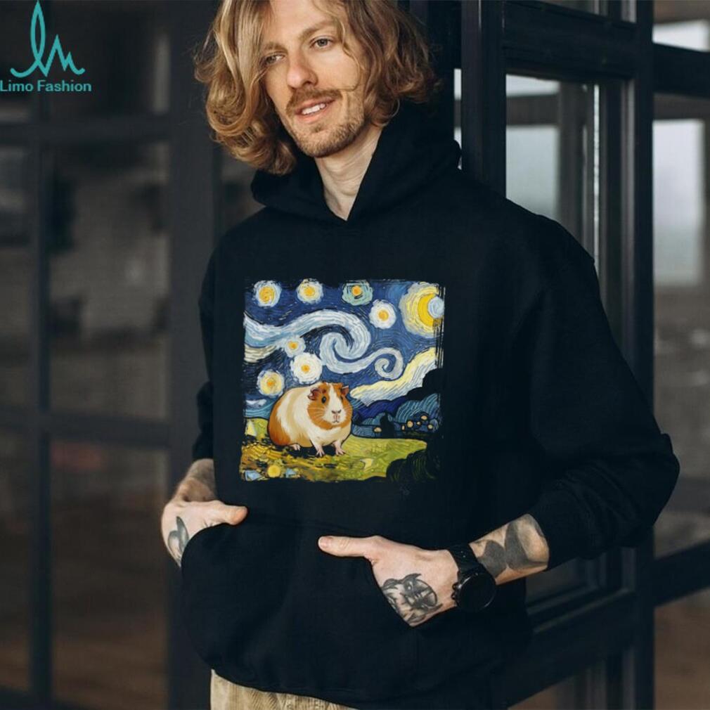 Starry Night Guinea Pig Van Gogh Style Artistic Pet Lover T Shirt
