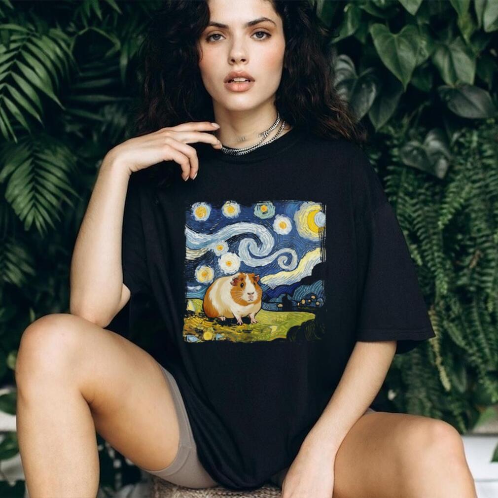 Starry Night Guinea Pig Van Gogh Style Artistic Pet Lover T Shirt