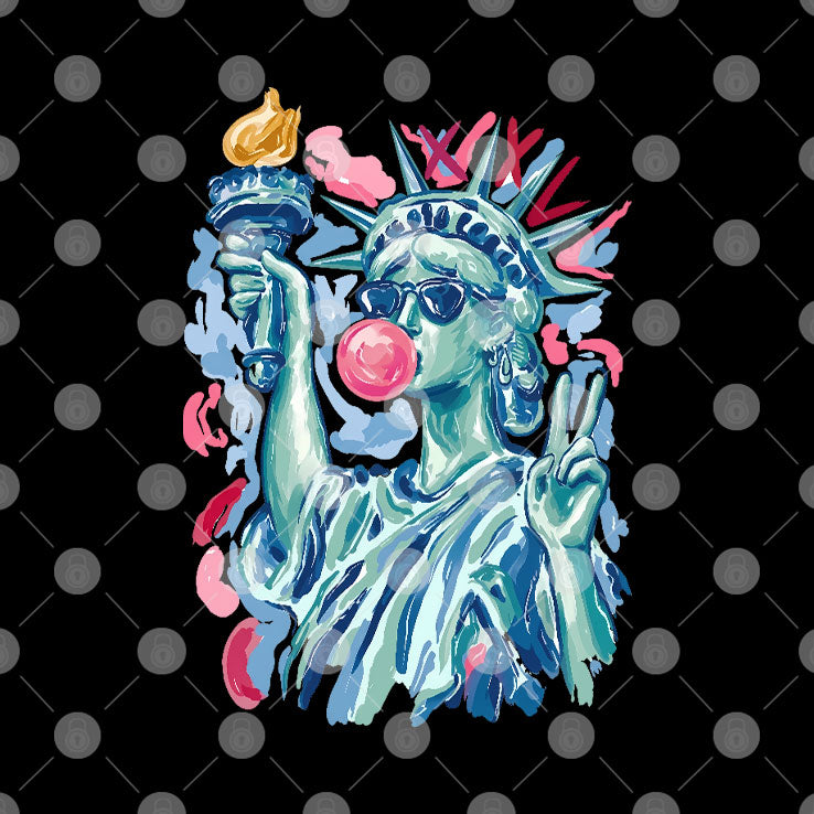 Statue Of Liberty Blowing Bubble Gum 4th Of July T Shirt