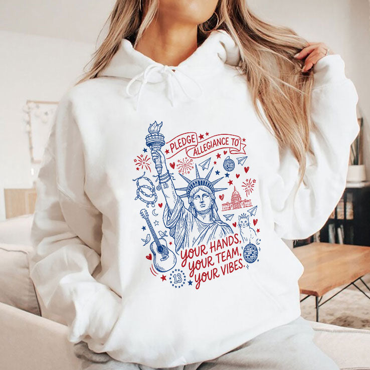 Statue Of Liberty Pledge Allegiance To Your Hands Your Team Your Vibes T Shirt