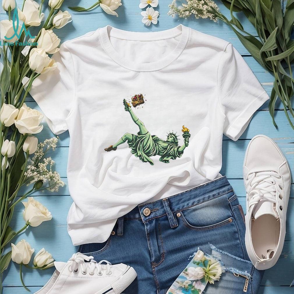 Statue of Liberty Soccer Bicycle Kick Crown Graphic T Shirt