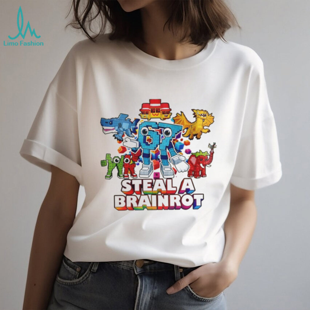 Steal A Brainrot Funny Colorful Robot and Animals Meme T Shirt
