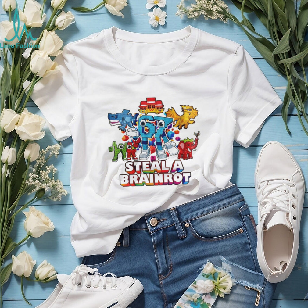 Steal A Brainrot Funny Colorful Robot and Animals Meme T Shirt