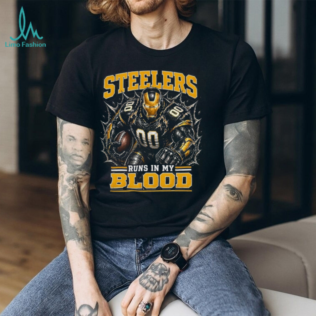 Steelers Football Runs In My Blood Vintage Retro Sports Fan Apparel For Men Women Shirt