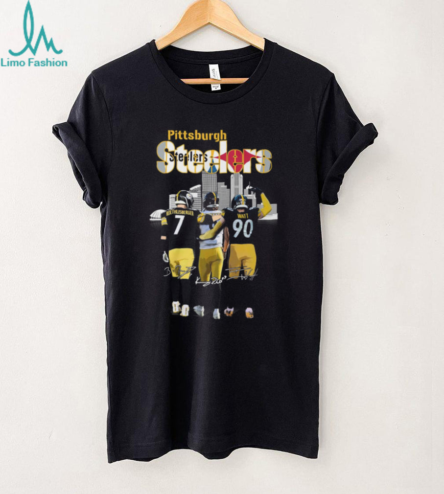 Steelers Roethlisberger Pickett Watt Skyline Signatures T Shirt