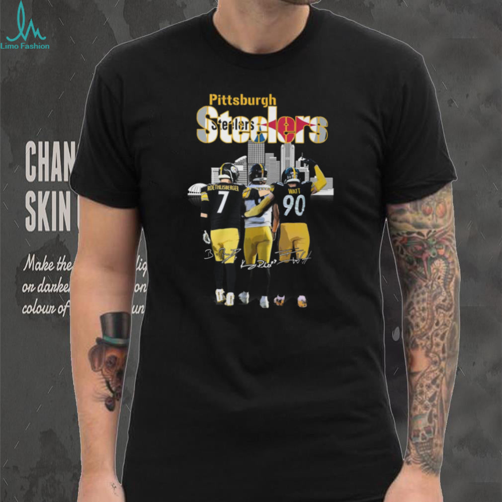 Steelers Roethlisberger Pickett Watt Skyline Signatures T Shirt