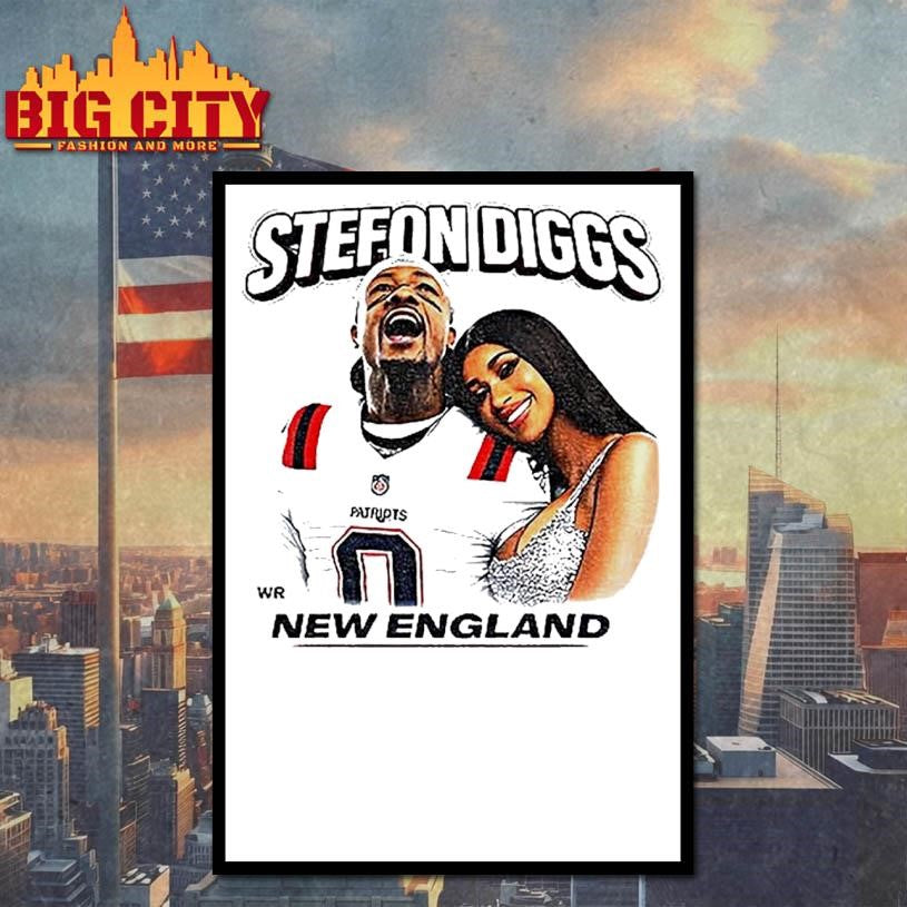 Stefon Diggs Cardi B New England Football Player Portrait Shirt