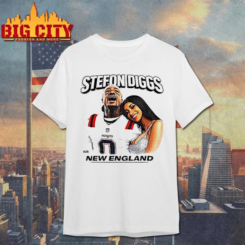 Stefon Diggs Cardi B New England Football Player Portrait Shirt