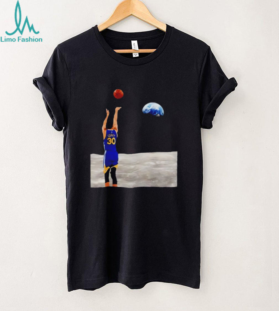 Stephen Curry 30 Moon Shot Space Dunk Earth View Basketball Graphic T Shirt