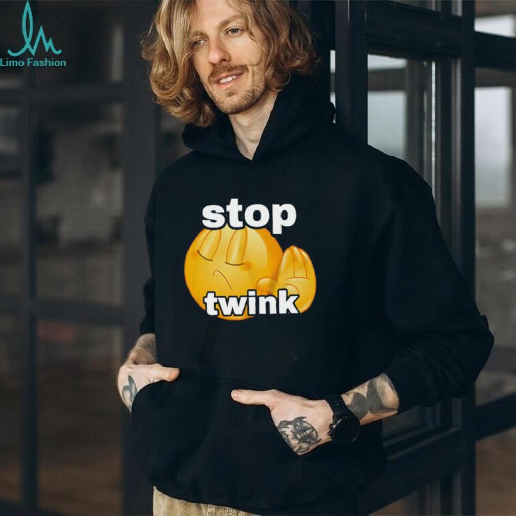 Stop Twink Funny Emoji Meme Graphic Black Cotton T Shirt