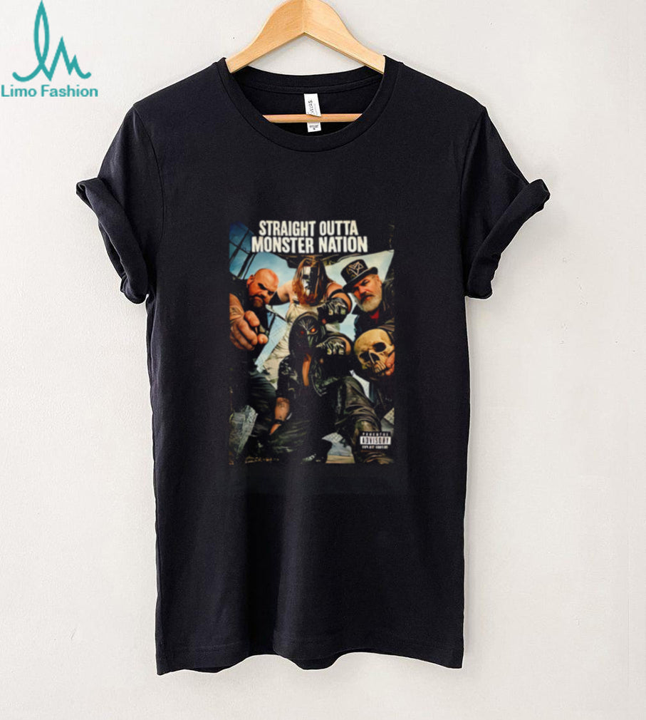 Straight outta Monster Nation group of wrestlers illustration shirt