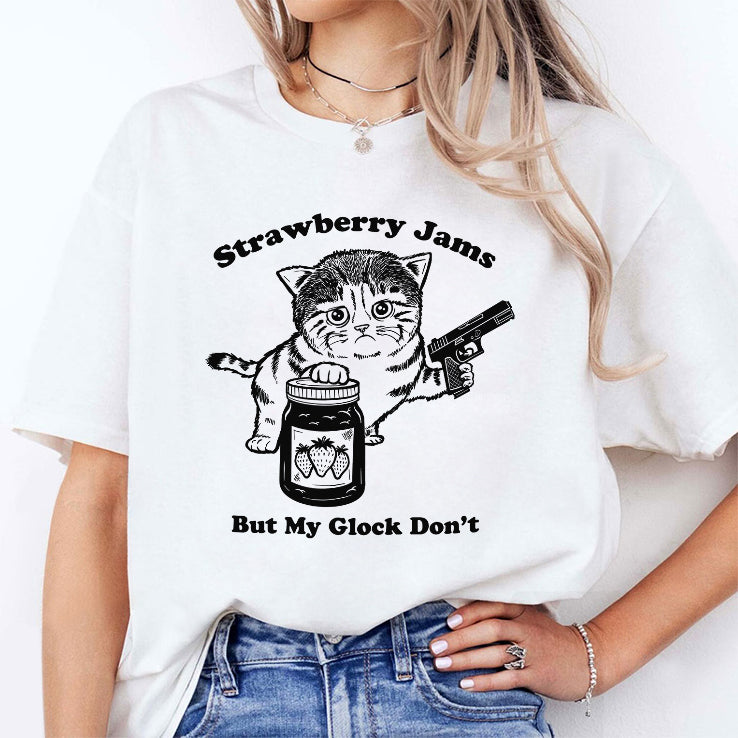 Strawberry Jams But My Glock Don’t Cat T Shirt