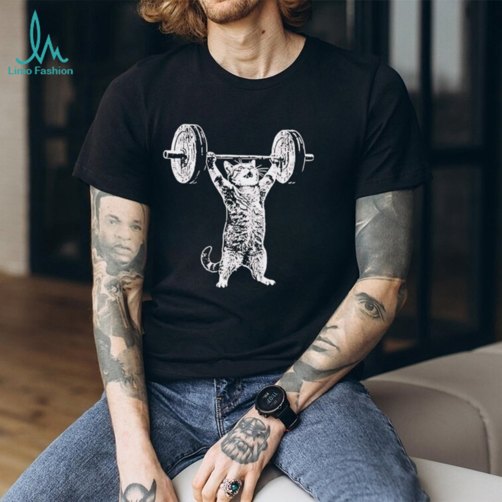 Strong Cat Weightlifting Funny Gym Workout Kitty Vintage Fitness Lover Unisex Men T Shirt