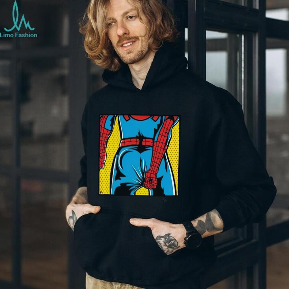 Superhero Web Slinger Pop Art Comic Book Butt Graphic T Shirt