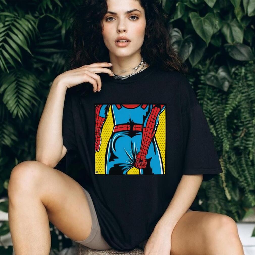 Superhero Web Slinger Pop Art Comic Book Butt Graphic T Shirt