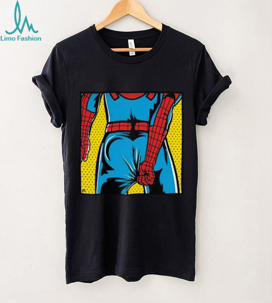 Superhero Web Slinger Pop Art Comic Book Butt Graphic T Shirt