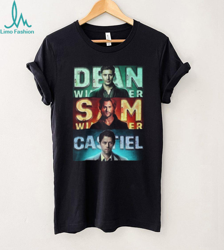 Supernatural Team Free Will Neon Sign Dean Sam Castiel Character T Shirt