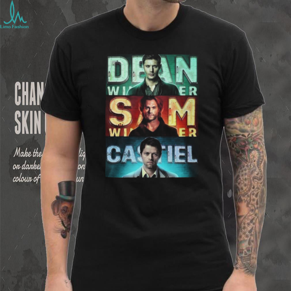 Supernatural Team Free Will Neon Sign Dean Sam Castiel Character T Shirt