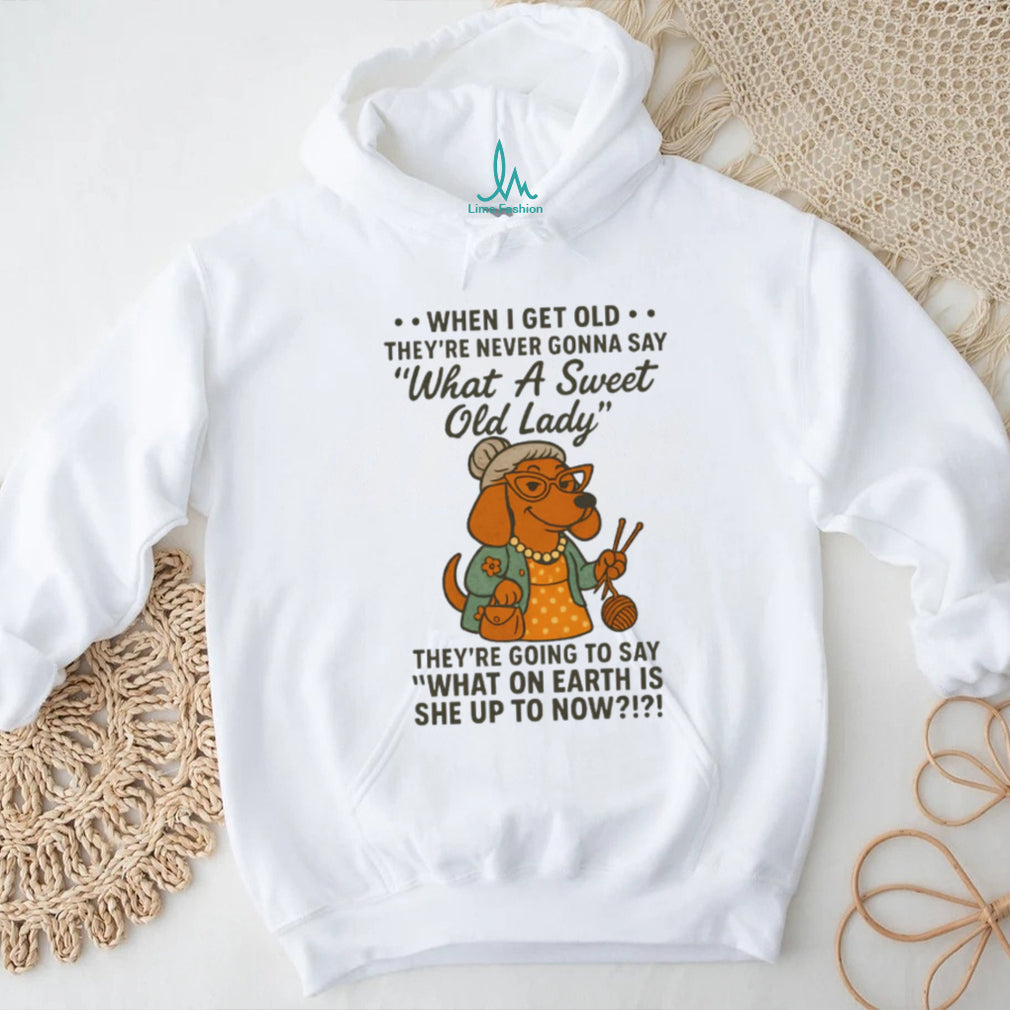 Sweet Old Lady Dachshund Knitting Humor T Shirt