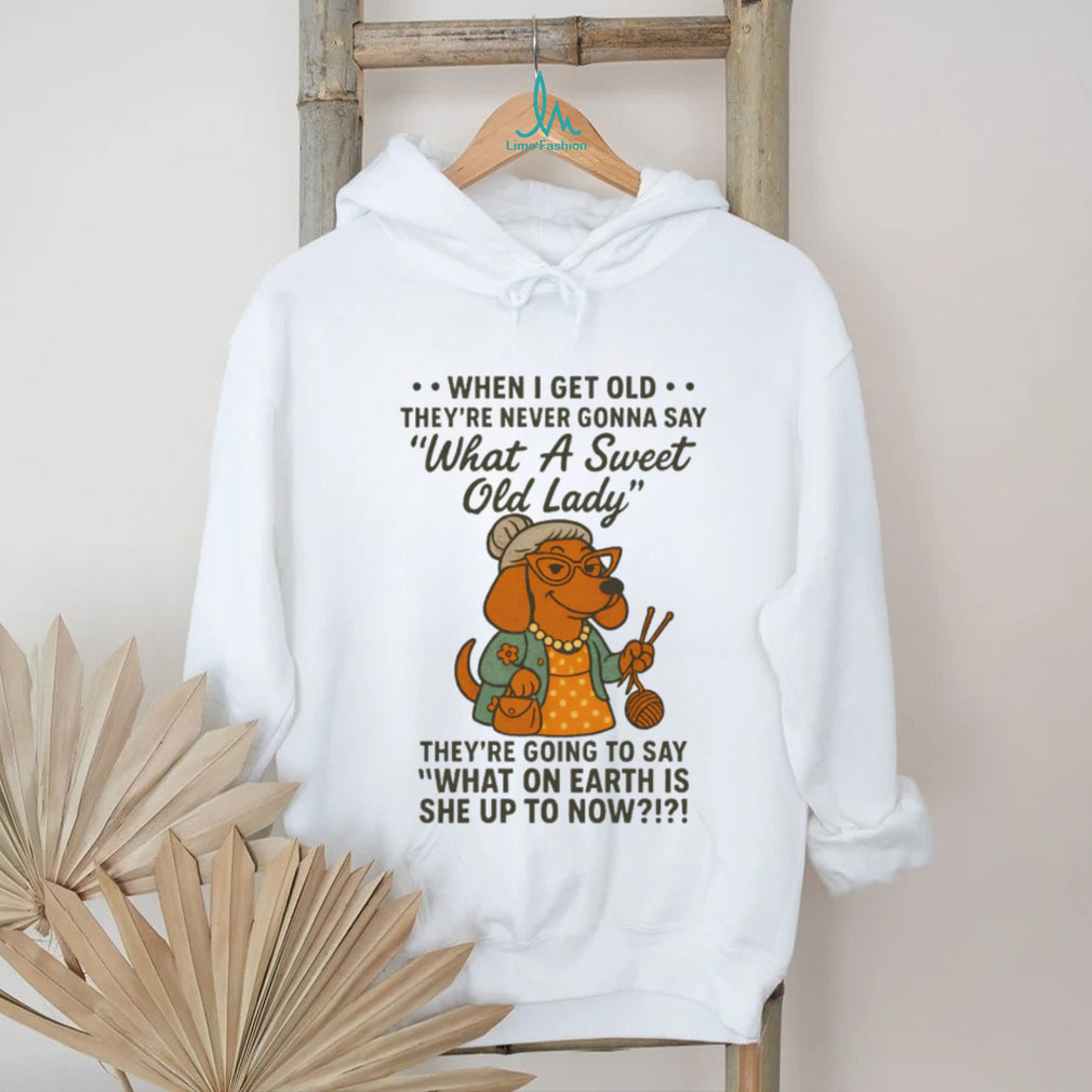 Sweet Old Lady Dachshund Knitting Humor T Shirt
