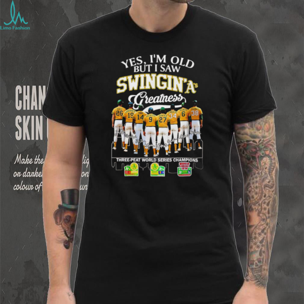 Swingin A’s Greatness Oakland Baseball Three Peat Champions T Shirt