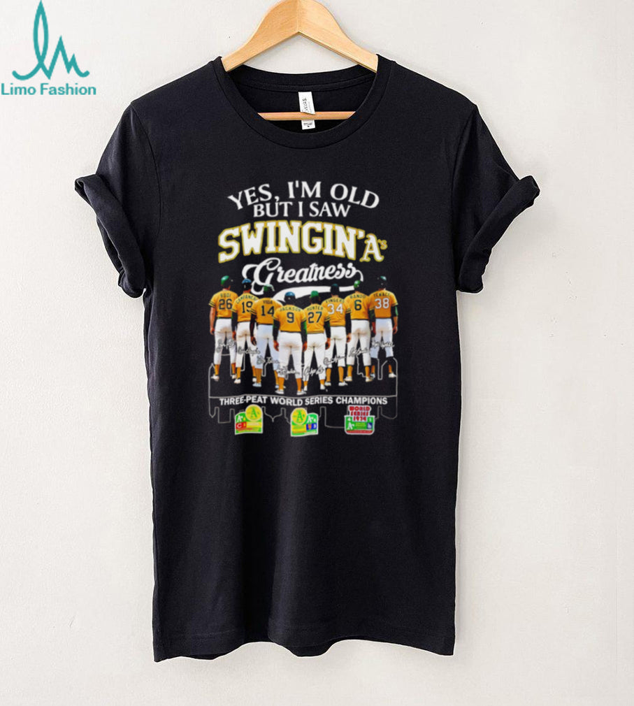 Swingin A’s Greatness Oakland Baseball Three Peat Champions T Shirt