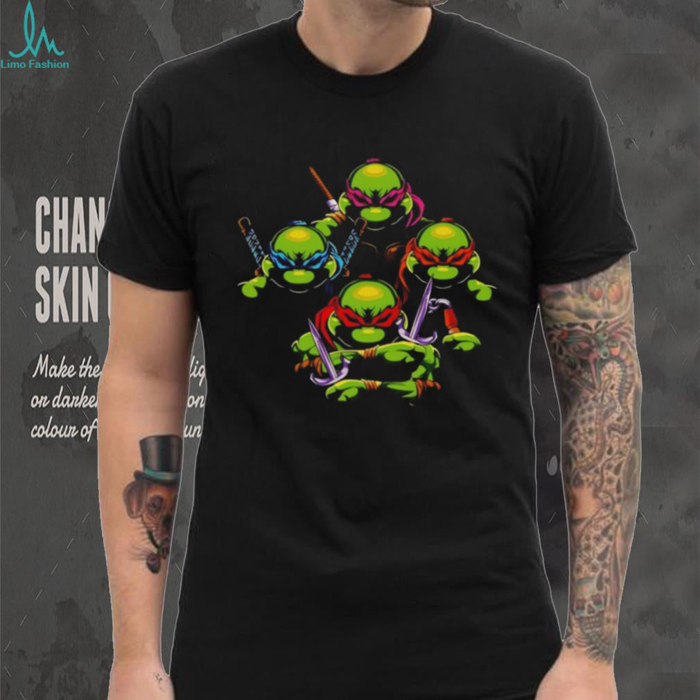 T shirtnage Mutant Ninja Turtles TMNT Retro Group Action Pose Black T Shirt