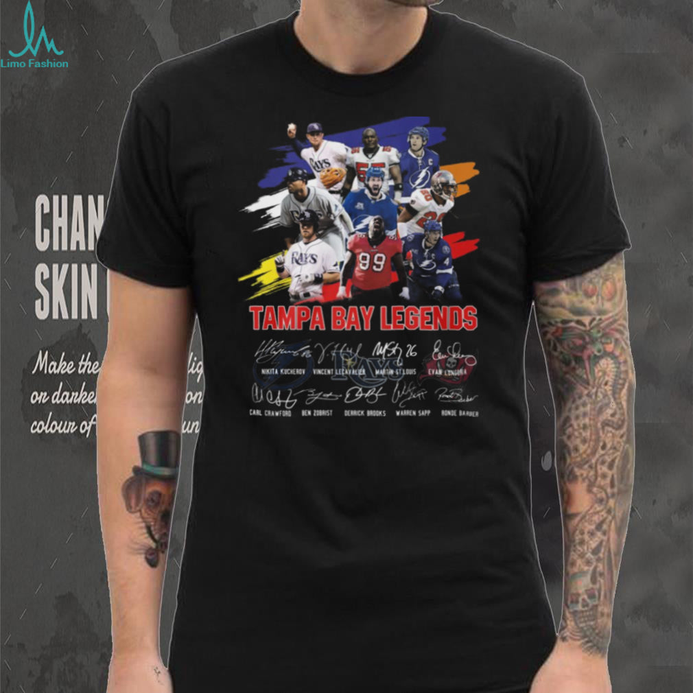 Tampa Bay Legends Signatures Buccaneers Rays Lightning Multi Sport T Shirt