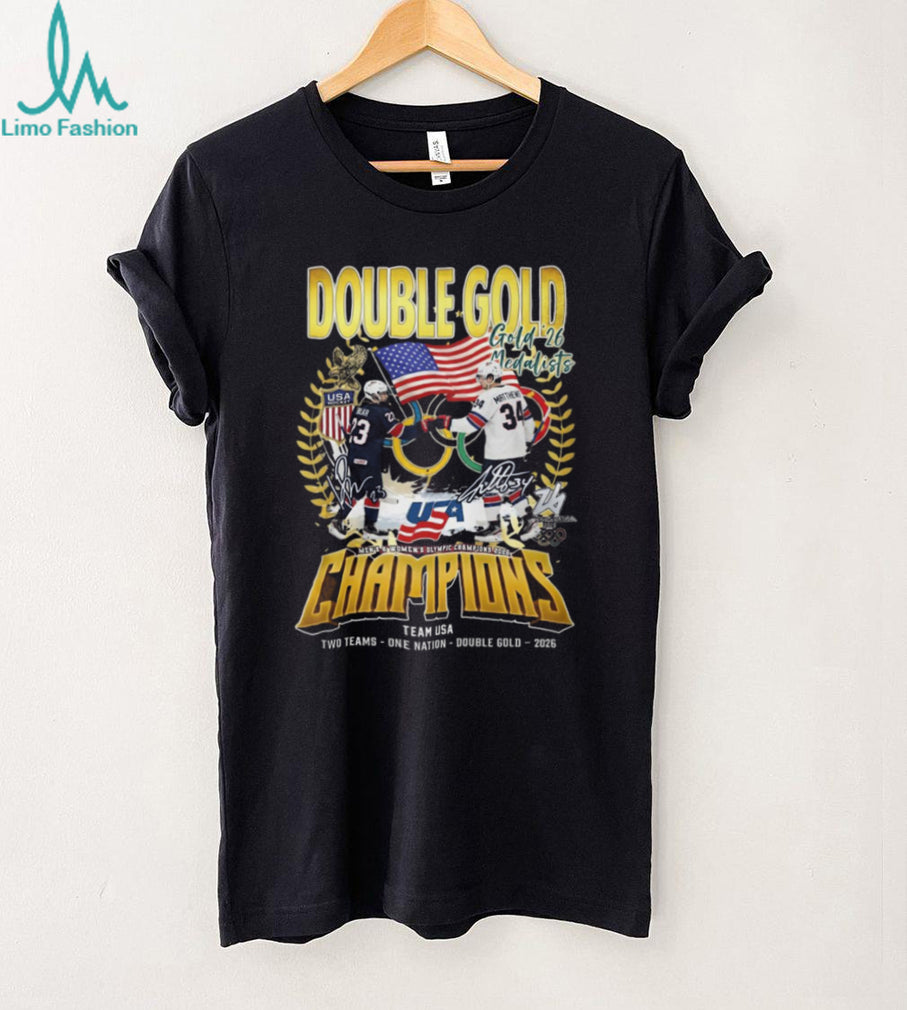 Team USA Ice Hockey 2026 Milano Cortina Double Gold Champions T Shirt