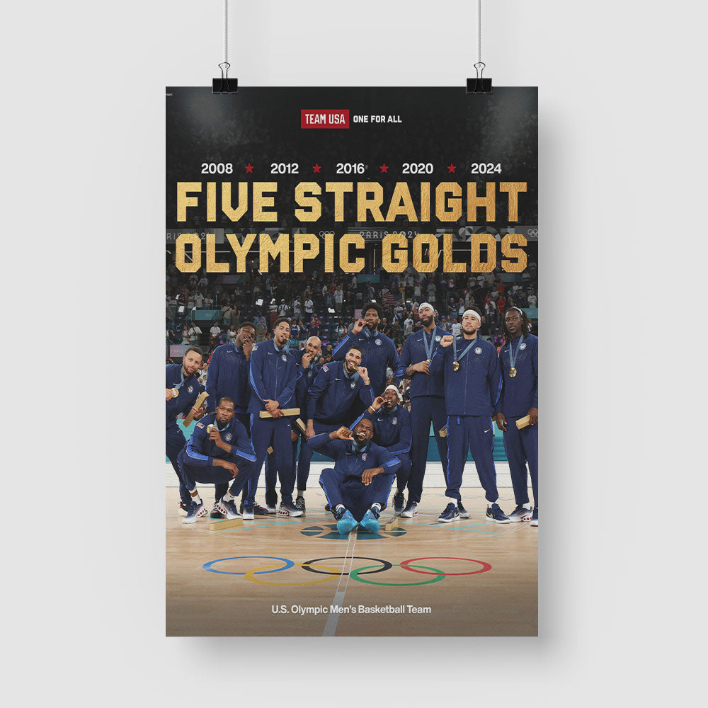 Team USA Olympic Men’s Basketball Five Straight Olympic Golds Poster