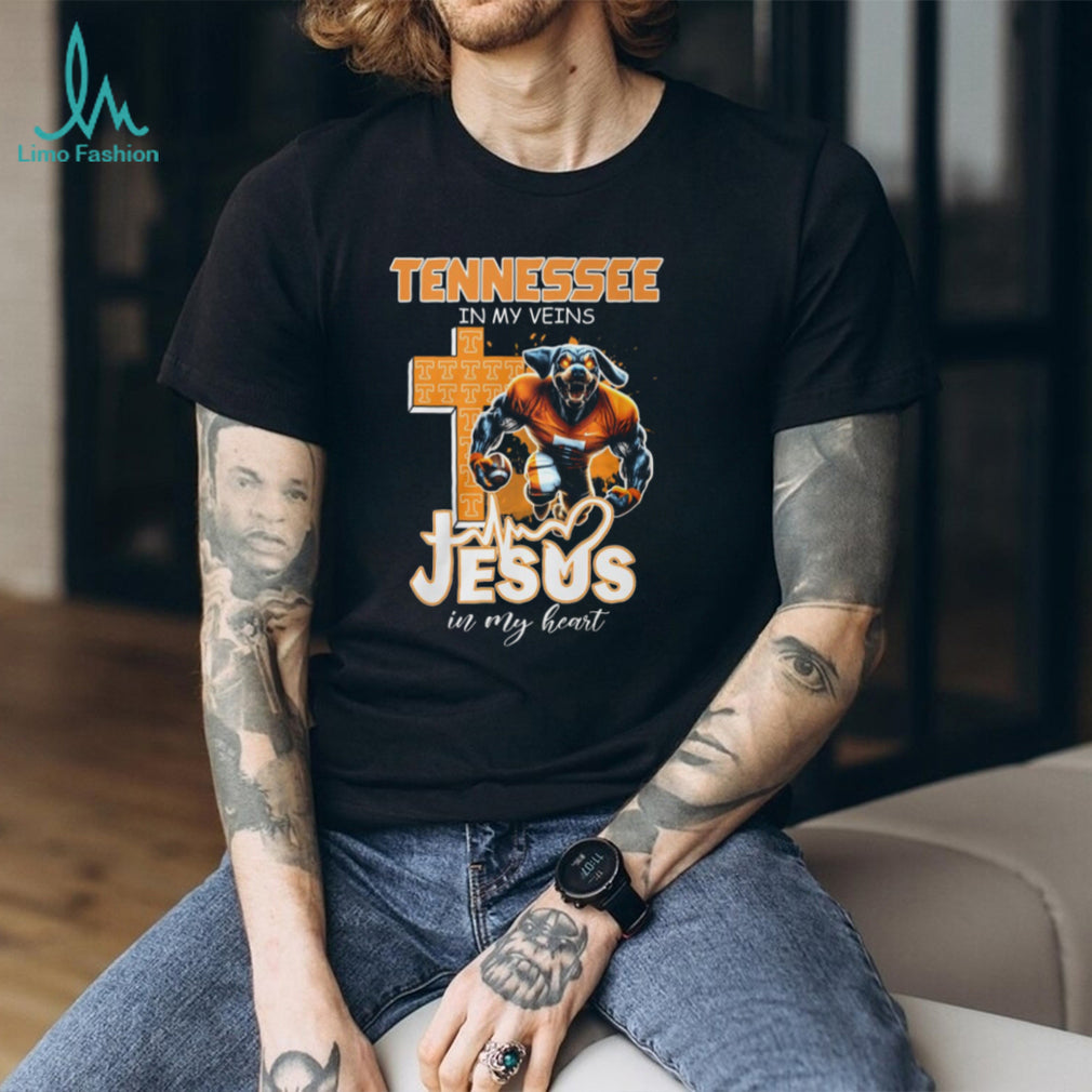 Tennessee VolunT Shirtrs Football Fan T Shirt Tennessee In My Veins Jesus In My Heart