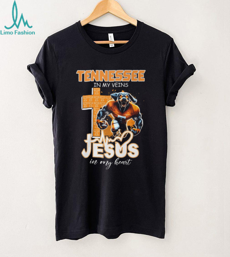 Tennessee VolunT Shirtrs Football Fan T Shirt Tennessee In My Veins Jesus In My Heart