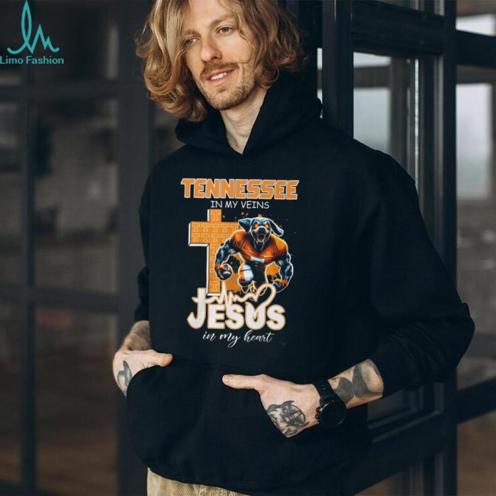 Tennessee VolunT Shirtrs Football Fan T Shirt Tennessee In My Veins Jesus In My Heart