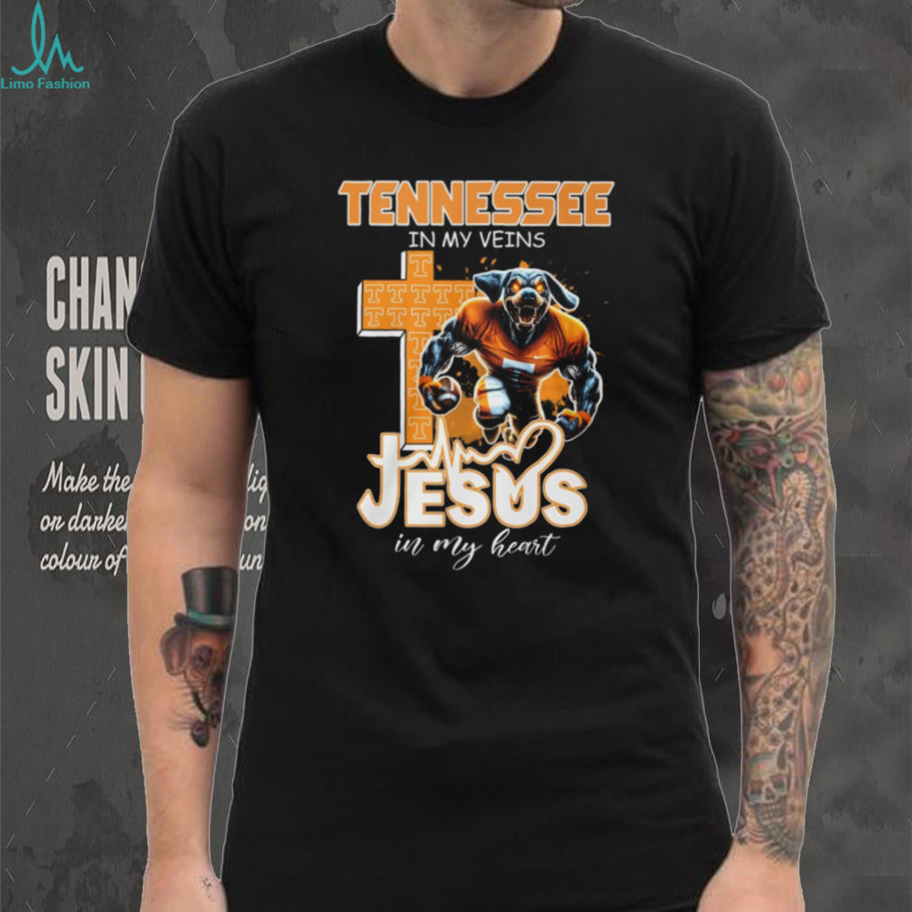 Tennessee VolunT Shirtrs Football Fan T Shirt Tennessee In My Veins Jesus In My Heart