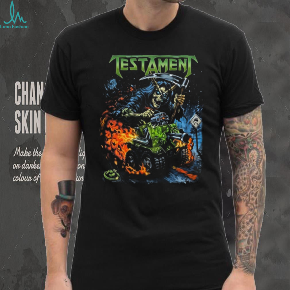 Testament Skeleton Reaper Driving Monster Truck Thrash Metal T Shirt