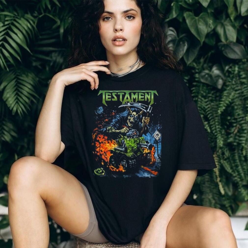 Testament Skeleton Reaper Driving Monster Truck Thrash Metal T Shirt