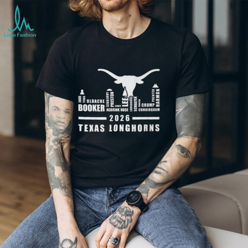 Texas Longhorns 2026 Roster Names and Hook ‘Em Logo T Shirt