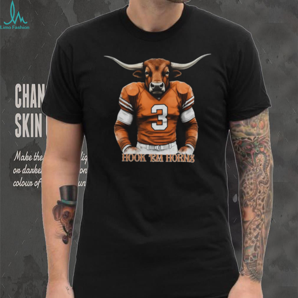 Texas Longhorns #3 Longhorn Mascot Football Jersey Style T Shirt