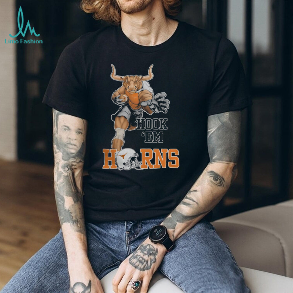 Texas Longhorns Hook ‘Em Horns Football Mascot Action Graphic T Shirt