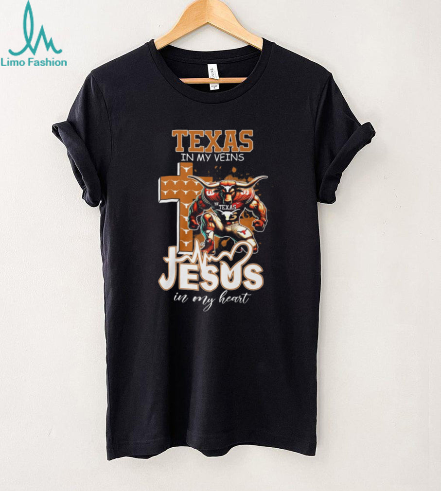 Texas Longhorns In My Veins Jesus In My Heart Christian Sports T Shirt