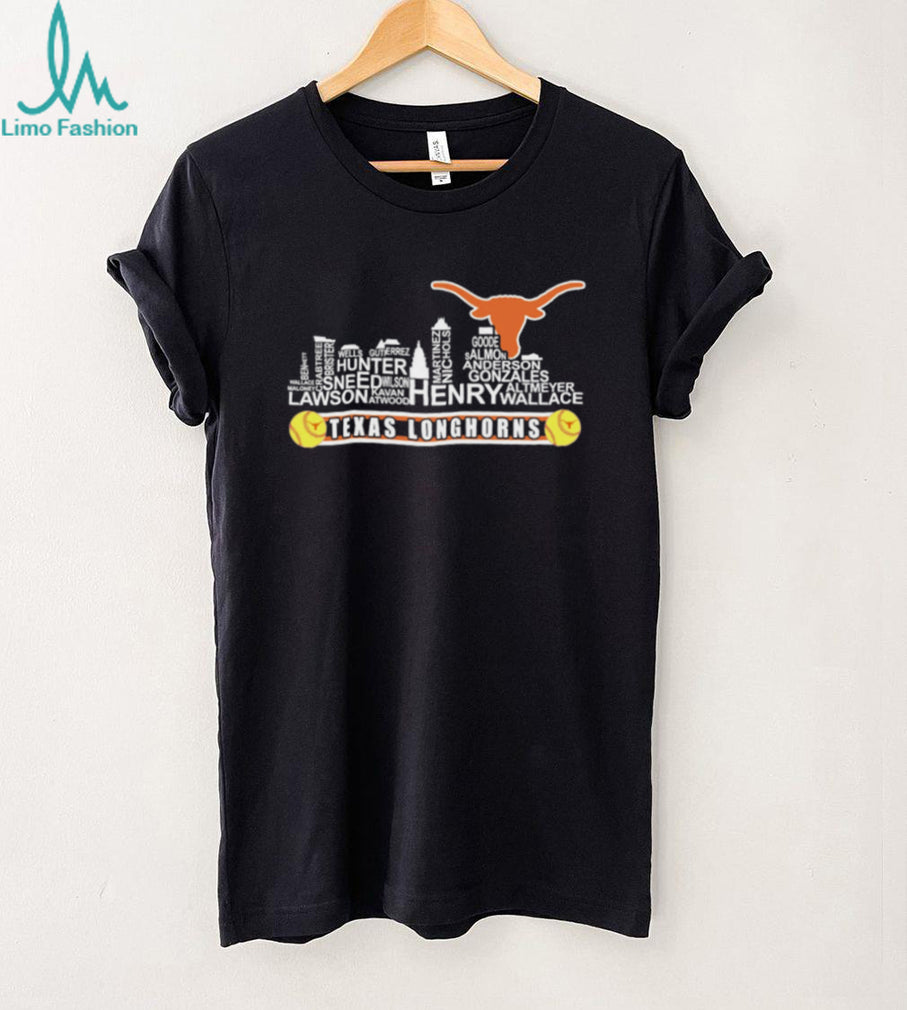 Texas Longhorns Skyline City Word Art Softball T Shirt