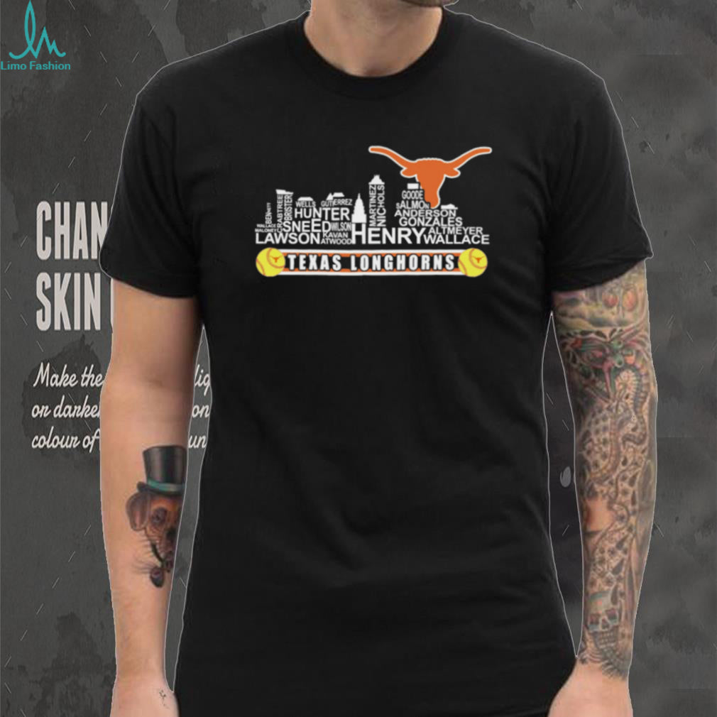 Texas Longhorns Skyline City Word Art Softball T Shirt