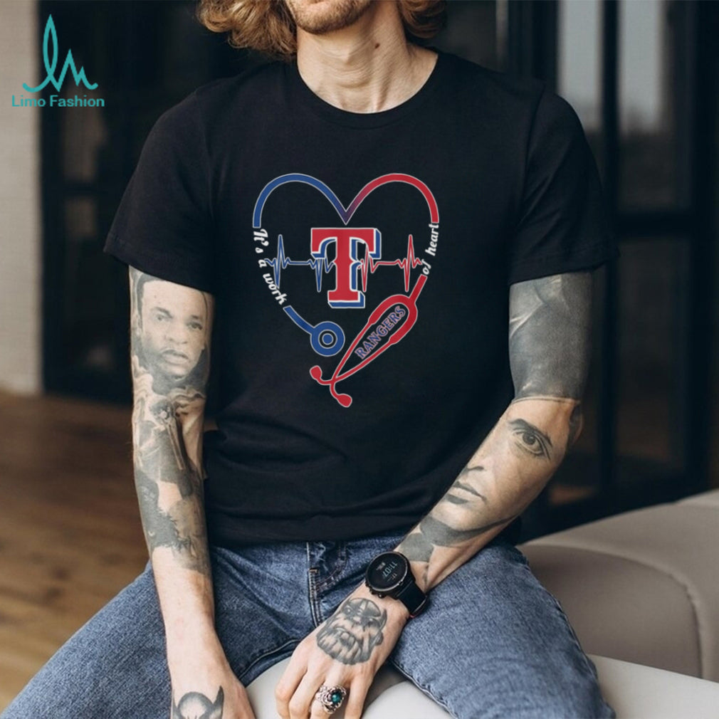 Texas Rangers Baseball Stethoscope Heart Medical Fan T Shirt