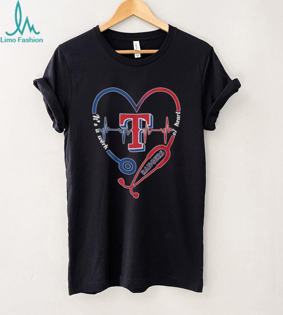 Texas Rangers Baseball Stethoscope Heart Medical Fan T Shirt