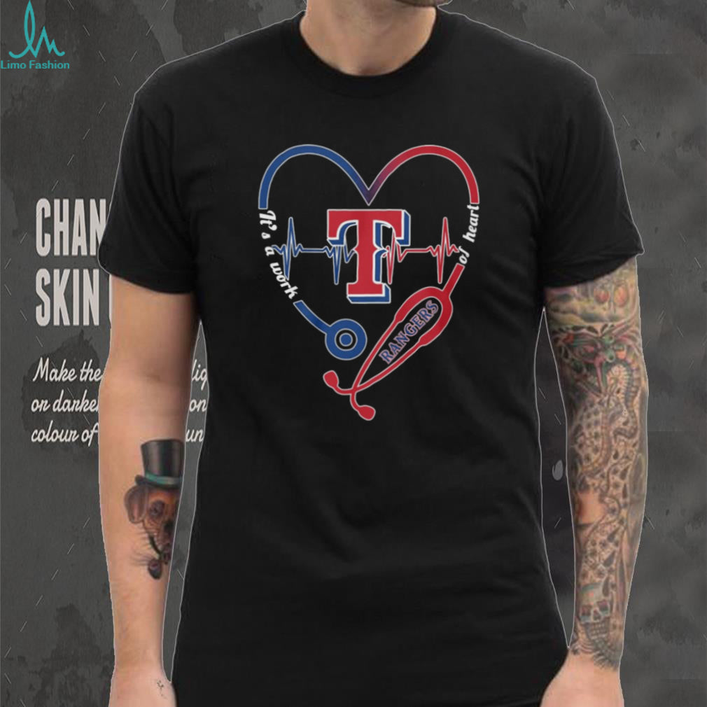 Texas Rangers Baseball Stethoscope Heart Medical Fan T Shirt
